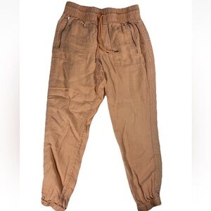 Athleta Cabo Linen Jogger Pants Size 6 Peach Drawstring